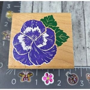 Rubber Stampede Pansy Flower Z755E Leaves Rubber Stamp Wood #A103